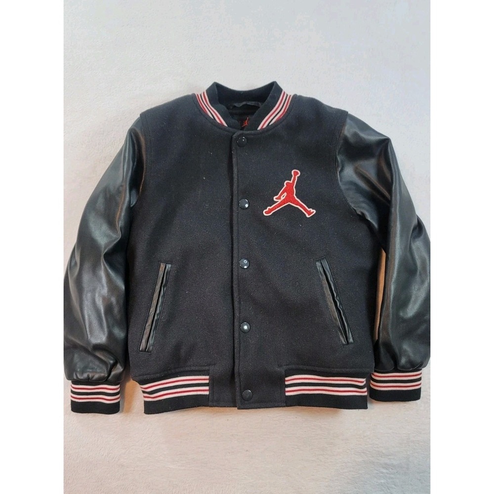 Vintage Air Jordan YM‎ Varsity Flight Black Red Jump Basketball JACKET Nike